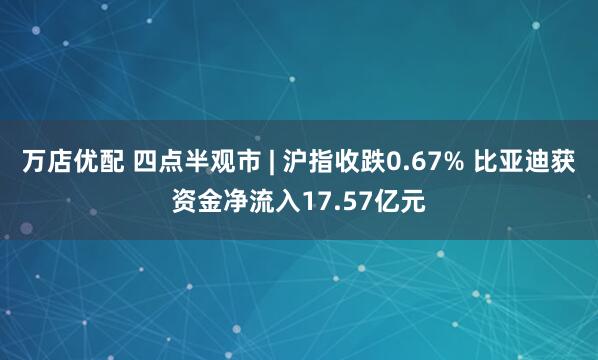 万店优配 四点半观市 | 沪指收跌0.67% 比亚迪获资金净流入17.57亿元